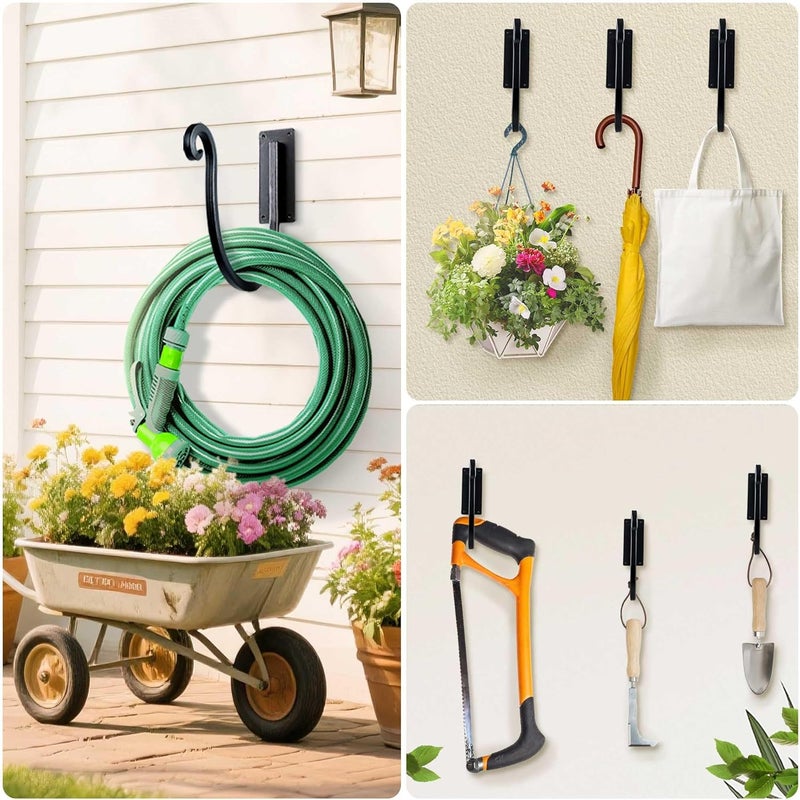 YANGSHUO Garden Hose Holder Outside: 2 Pack Wall Mount Water Hose Holder - Heavy Duty Garden Water Hose Hanger for Outside Hose Storage - Image 3